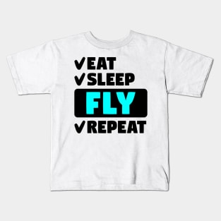 Eat, sleep, fly, repeat Kids T-Shirt